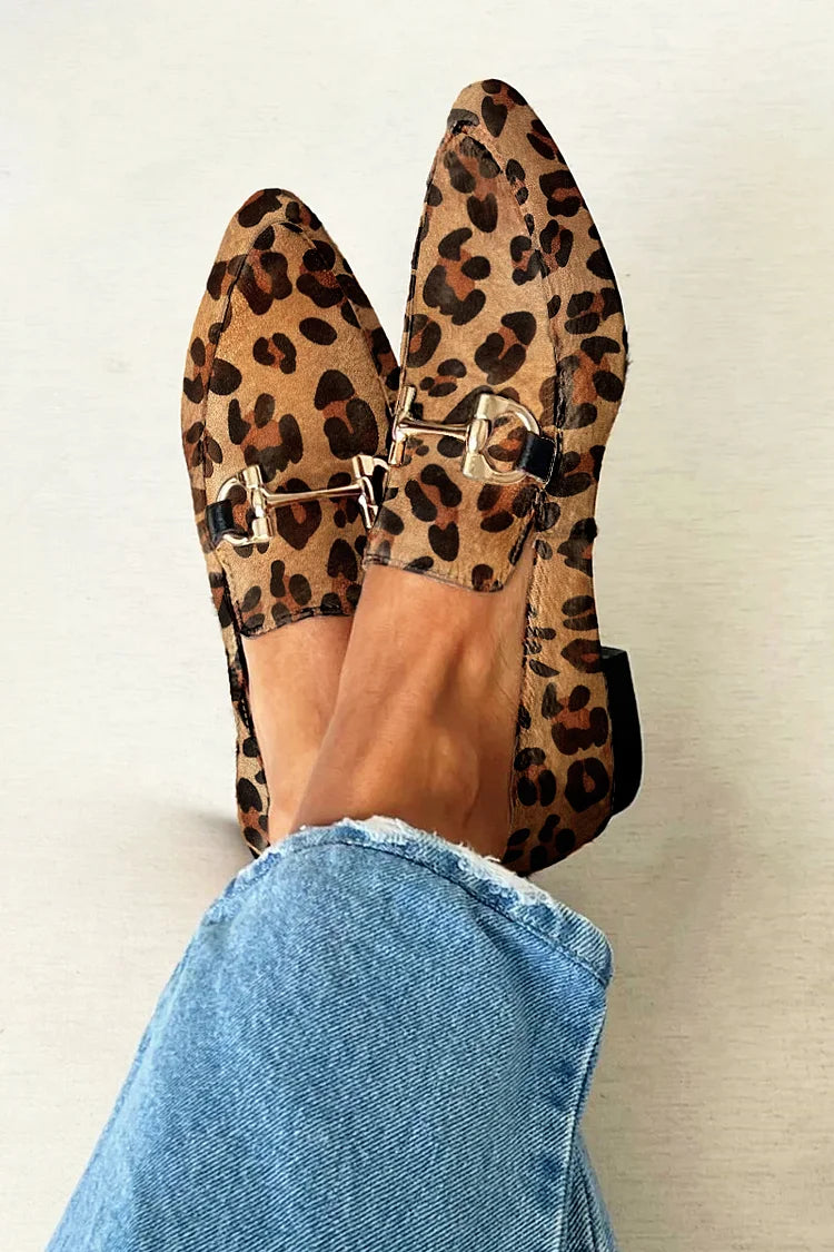 BIANCA | Mocasines elegantes con estampado y hebilla metálica