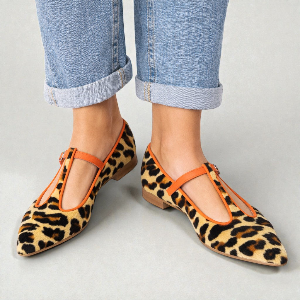 Lulu | Mocasines de leopardo con tira en T