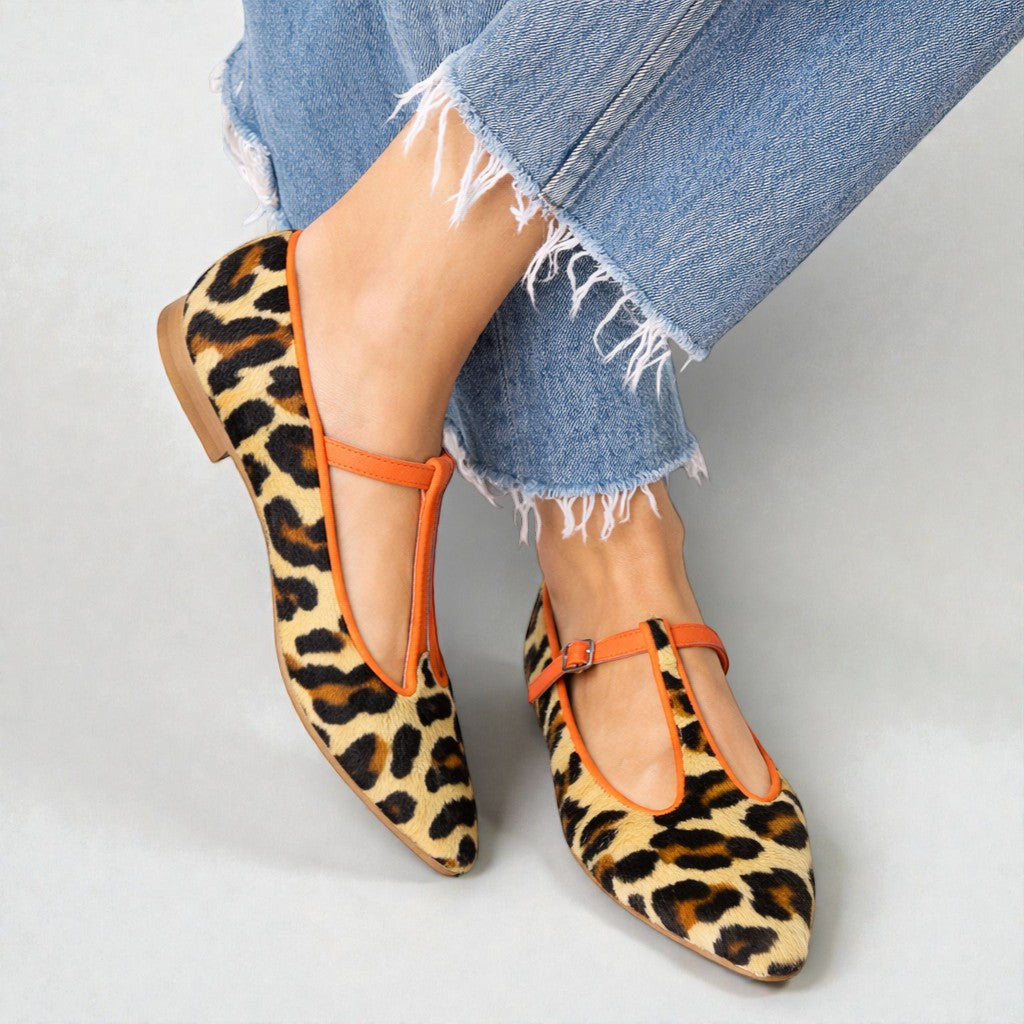 Lulu | Mocasines de leopardo con tira en T
