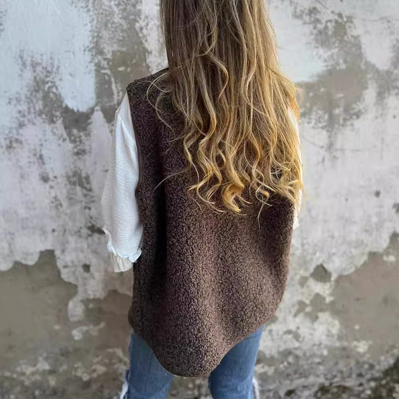 Alicia | Chaleco cálido corto de otoño con botones